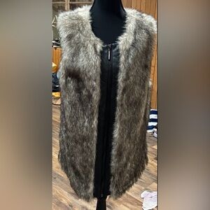 Kensie Faux Fur Vest in Brown and Black